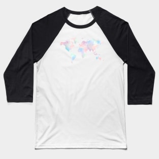 Pastel Water color World Map Baseball T-Shirt